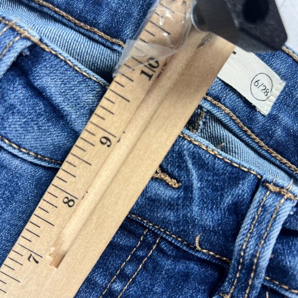 Oat New York Jeans Women's 29x27* Mid Rise Straight Crop Blue Faded Denim Tag 28 - Picture 15 of 16